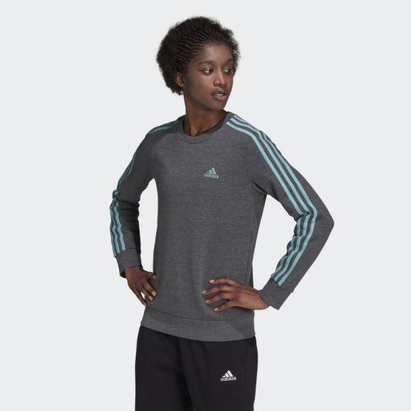 Essentials 3-Stripes Fleece Sweatshirt Adidas Dark Grey Heather