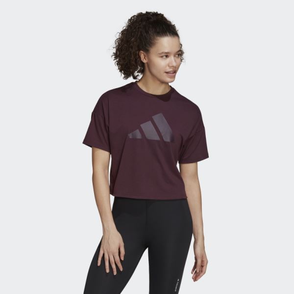 Adidas Train Icons 3 Bar Logo Tee Maroon