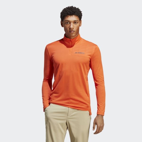 Terrex Multi Half-Zip Long Sleeve Tee Orange Adidas