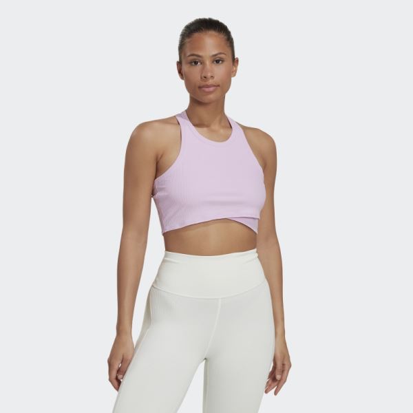 Lilac Yoga Studio Wrapped Rib Tank Top Adidas