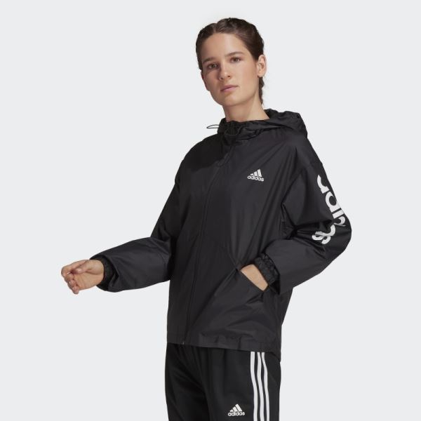 Essentials Oversize Logo Windbreaker Adidas Black