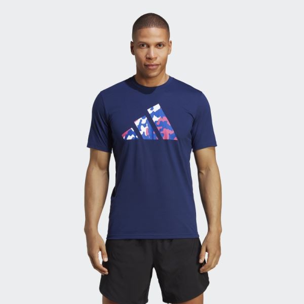 Train Essentials Seasonal Logo Training Tee Dark Blue Adidas