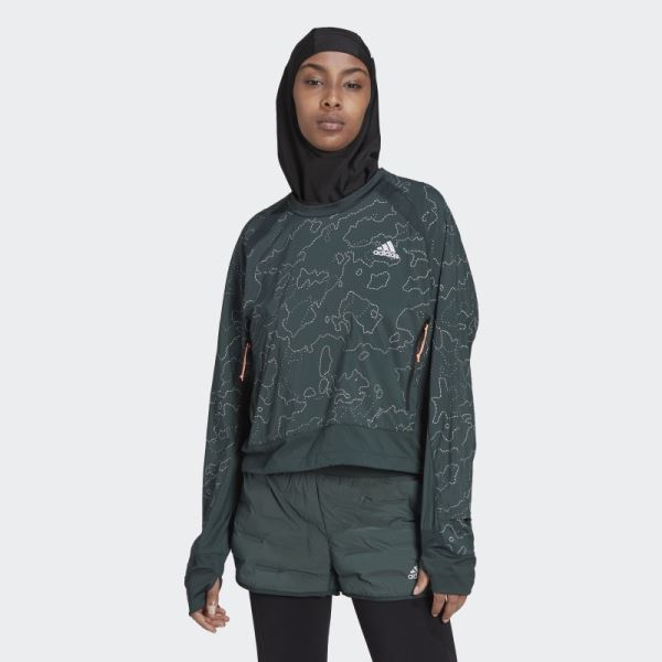 Green Adidas X-City Running Crewneck Jacket