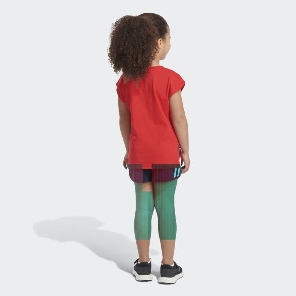 Red Adidas Graphic Tee and Shorts Set