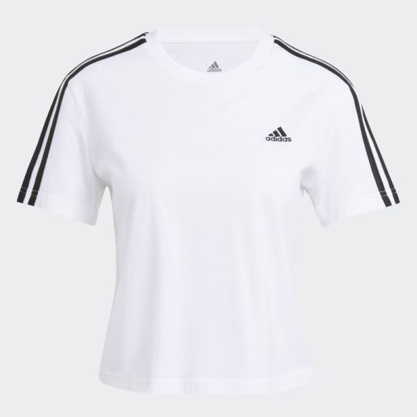 Essentials Loose 3-Stripes Cropped Tee Adidas White