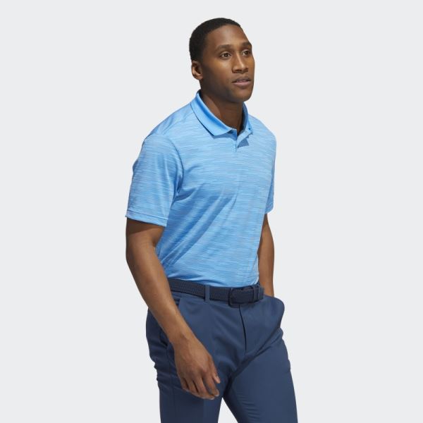 Blue Adidas Contrast-Stripe Polo Shirt