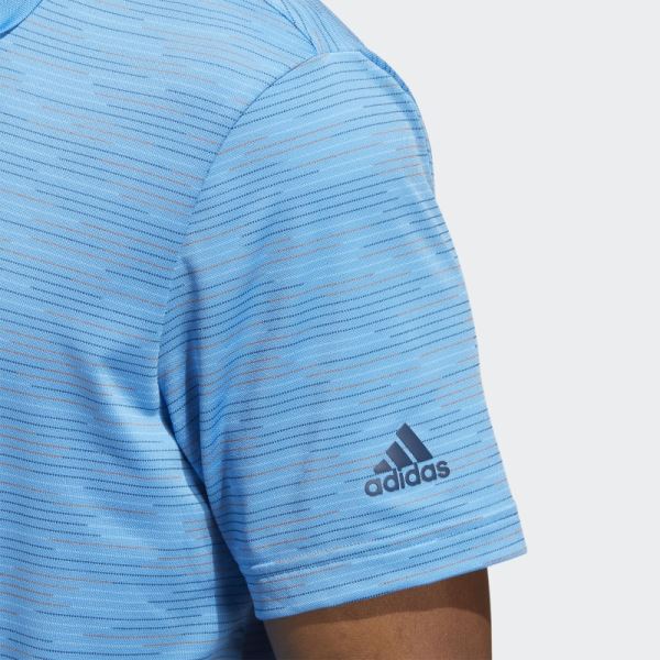 Blue Adidas Contrast-Stripe Polo Shirt