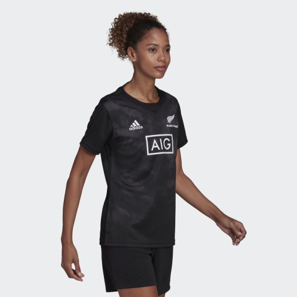 Fashion Black Ferns Rugby Primeblue Replica Home Jersey Adidas Black