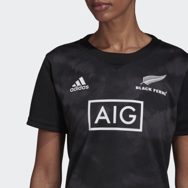 Fashion Black Ferns Rugby Primeblue Replica Home Jersey Adidas Black