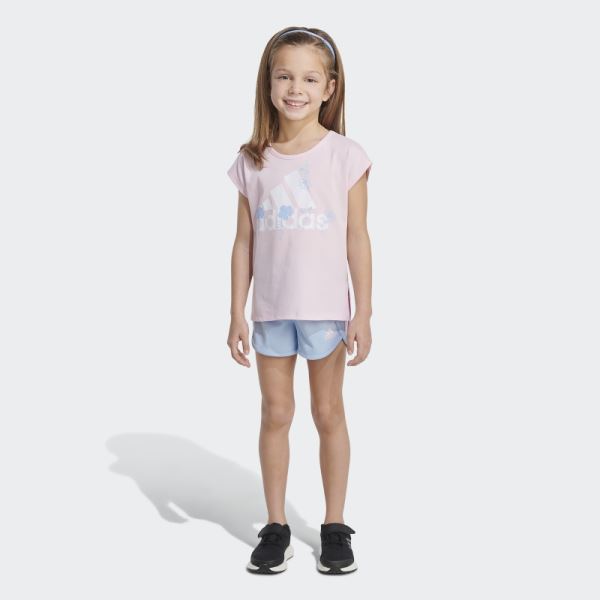 Graphic Tee and Shorts Set Pink Adidas