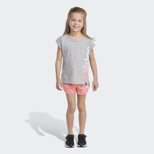 Medium Grey Graphic Tee and Shorts Set Adidas