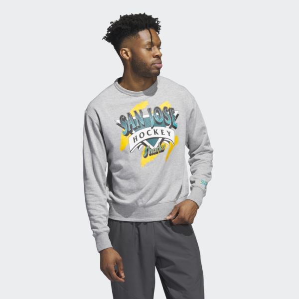 Adidas Medium Grey Sharks Vintage Crew Sweatshirt