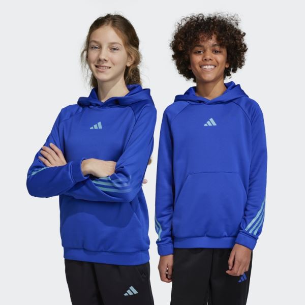 Blue Adidas Train Icons AEROREADY 3-Stripes Hoodie