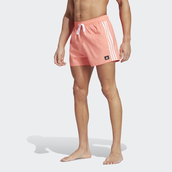 Coral Adidas 3-Stripes CLX Swim Shorts