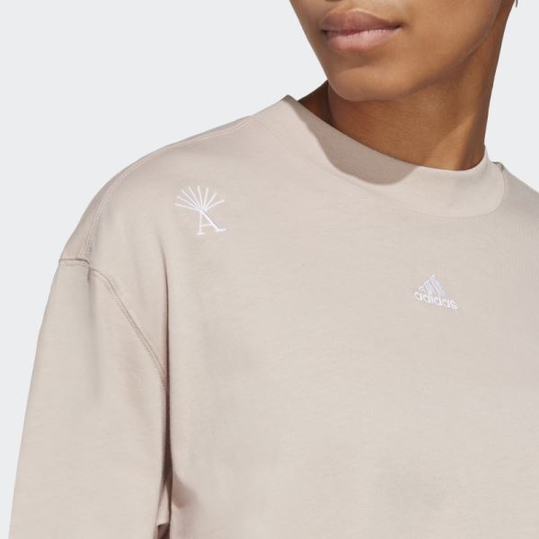 Boyfriend Tee with Healing Crystals Inspired Graphics Adidas Taupe