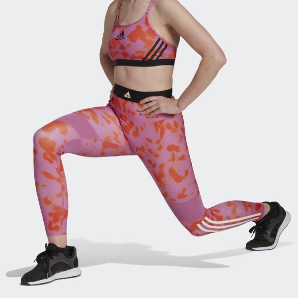 Adidas Hyperglam Printed 7/8 Leggings Orange Fashion