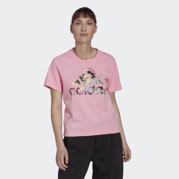 Adidas Pink Allover Print Regular Tee