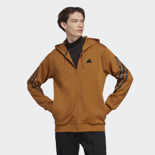 Bronze Future Icons 3-Stripes Full-Zip Hoodie Adidas