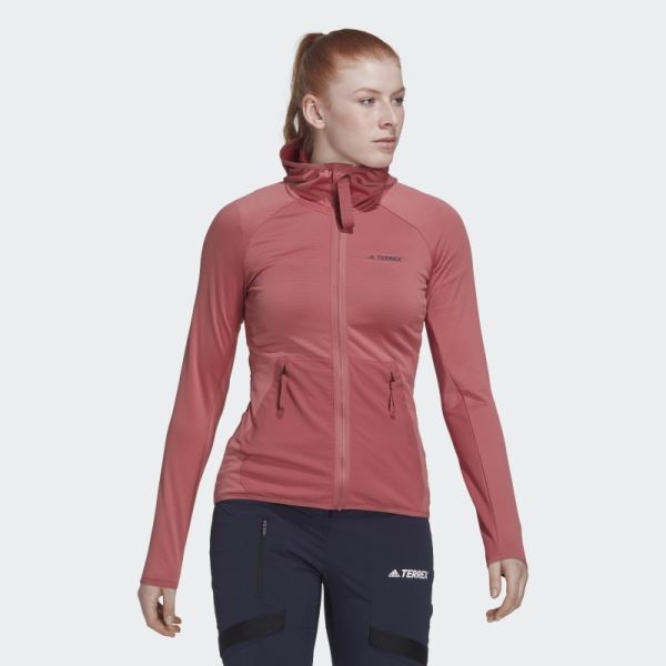 Terrex Tech Flooce Light Hooded Hiking Jacket Adidas Red