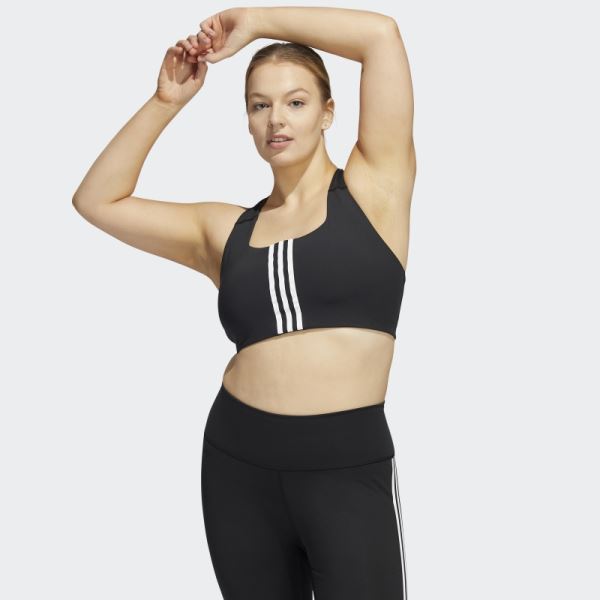 Adidas Powerimpact Training Medium-Support Bra (Plus Size) Black Fashion