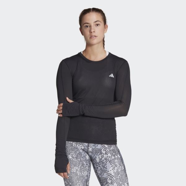 Black Adidas Fast Running Long-Sleeve Top