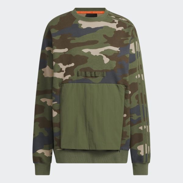 Adidas Camo Print Kangaroo Pocket Crewneck Sweatshirt (All Gender)