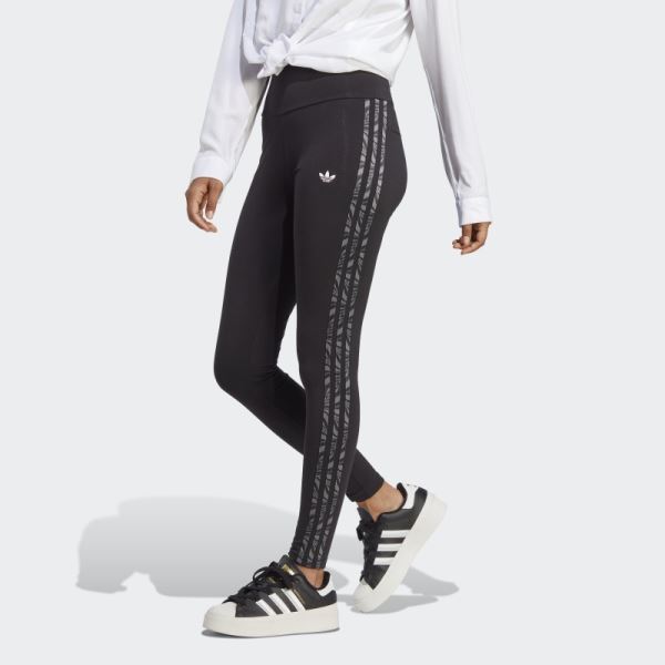 Adidas Abstract Animal Print Leggings Black