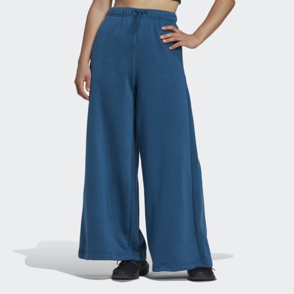 Studio Lounge Wide Leg Fleece Pants Marine Adidas