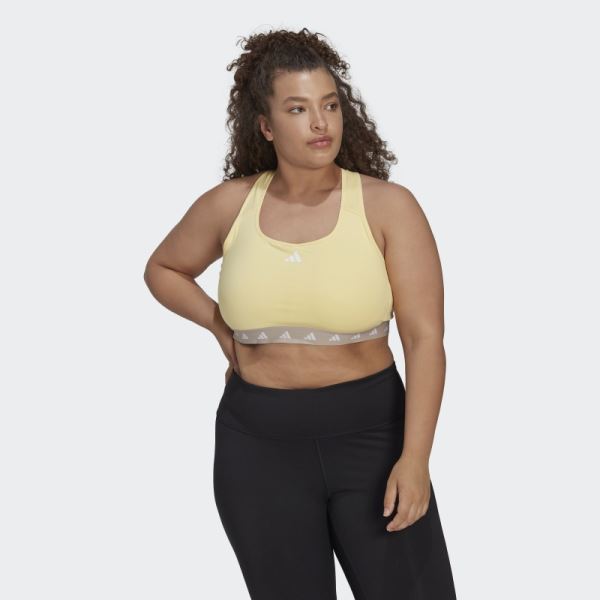 Adidas Yellow Powerreact Training Medium-Support Techfit Bra (Plus Size)