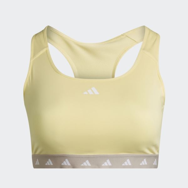 Adidas Yellow Powerreact Training Medium-Support Techfit Bra (Plus Size)