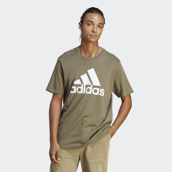 Adidas Olive Essentials Single Jersey Big Logo Tee