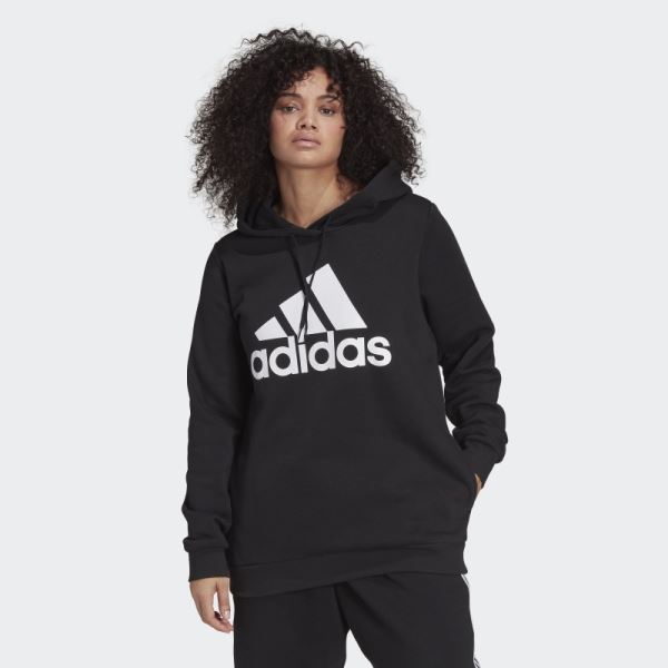 Essentials Logo Fleece Hoodie (Plus Size) Adidas Black