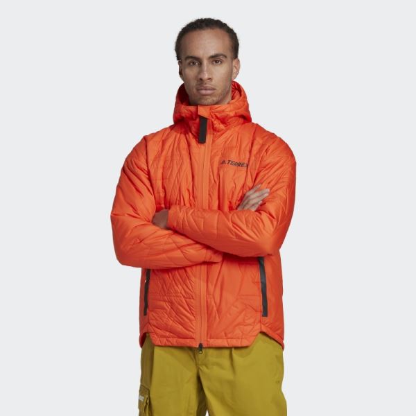 Orange Adidas TERREX MYSHELTER PrimaLoft Hooded Padded Jacket