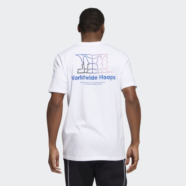 Adidas White Worldwide Hoops Story Graphic Tee