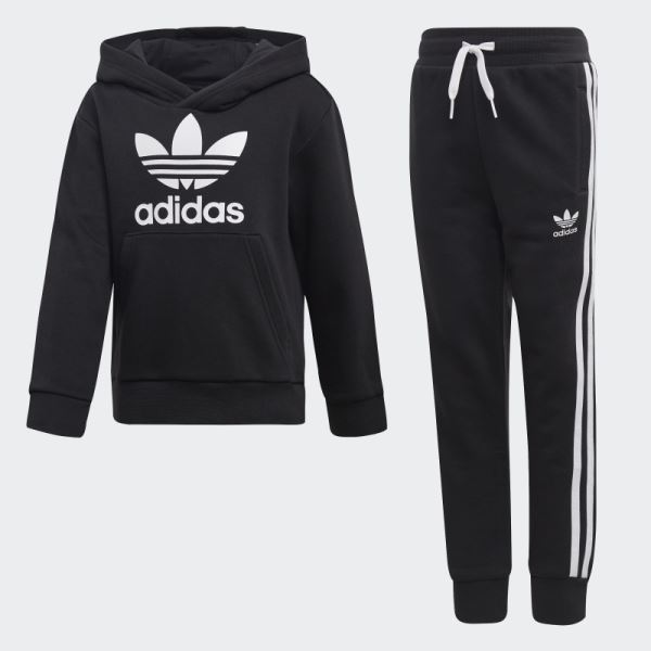 Black Adidas Trefoil Hoodie Set