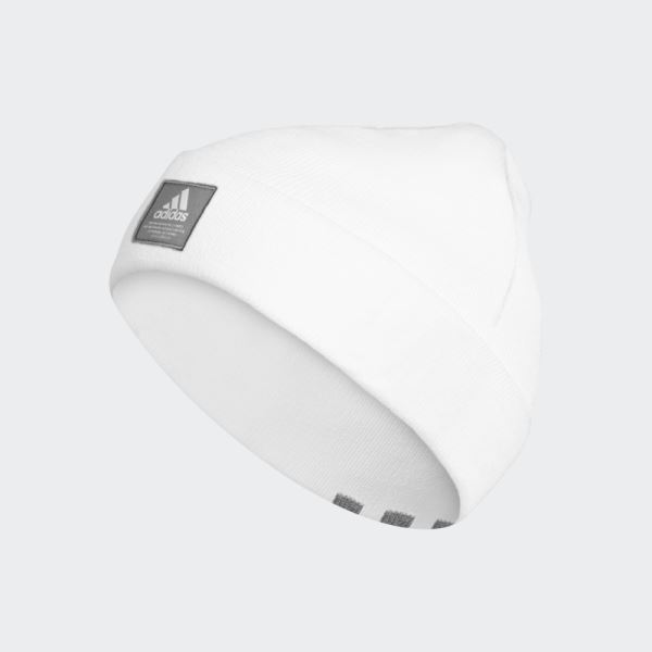 White Adidas Amplifier Cuff Beanie