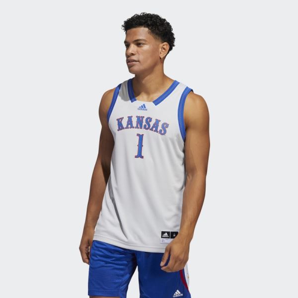 Light Grey Adidas Jayhawks Swingman Jersey