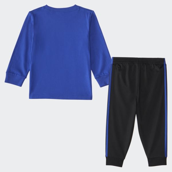 Cotton Long Sleeve Tee and Jogger Set Adidas Royal Blue