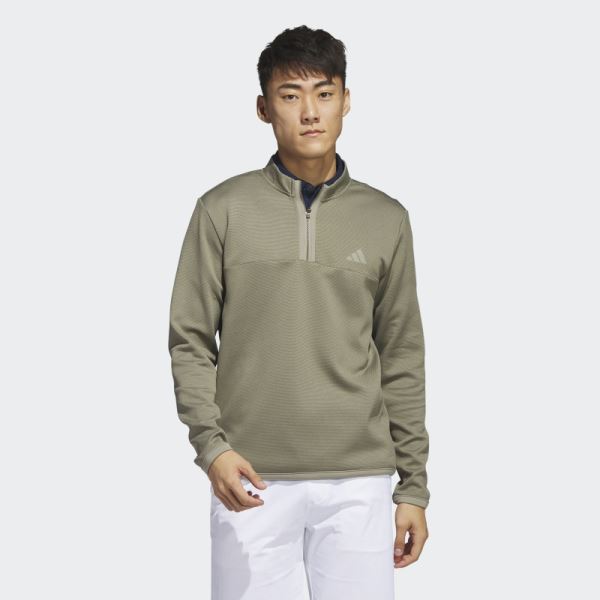 Olive Microdot 1/4-Zip Golf Pullover Adidas