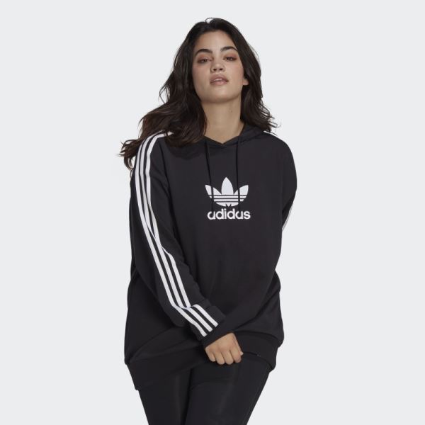 Black adicolor Trefoil Hoodie (Plus Size) Adidas