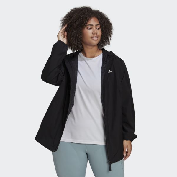 Black Essentials RAIN.RDY Jacket (Plus Size) Adidas