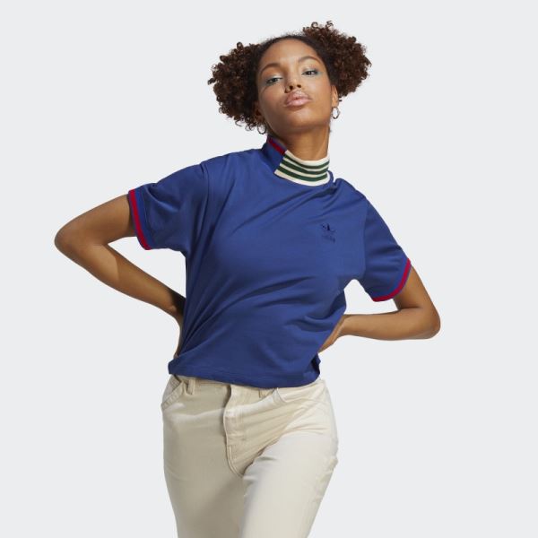 Victory Blue Adidas Rib Collar Crop Tee