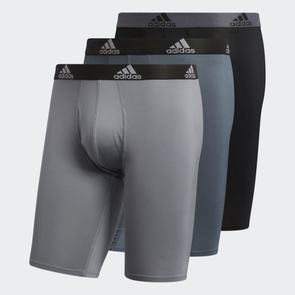 Performance Long Boxer Briefs 3 Pairs Adidas Grey