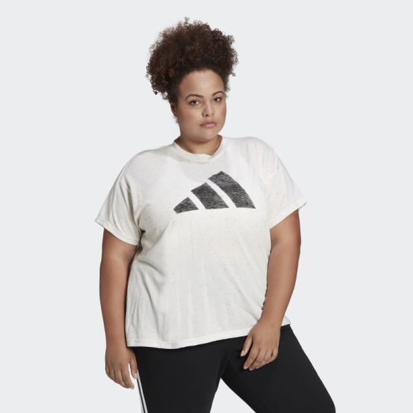 White Melange Adidas Future Icons Winners 3.0 Tee (Plus Size)