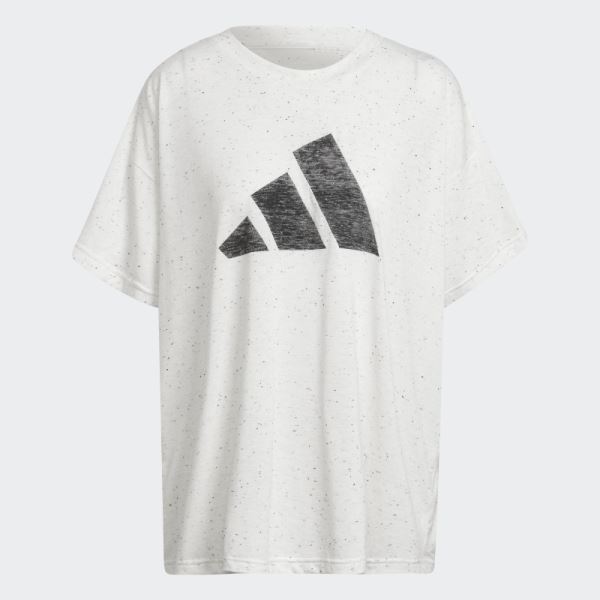 White Melange Adidas Future Icons Winners 3.0 Tee (Plus Size)