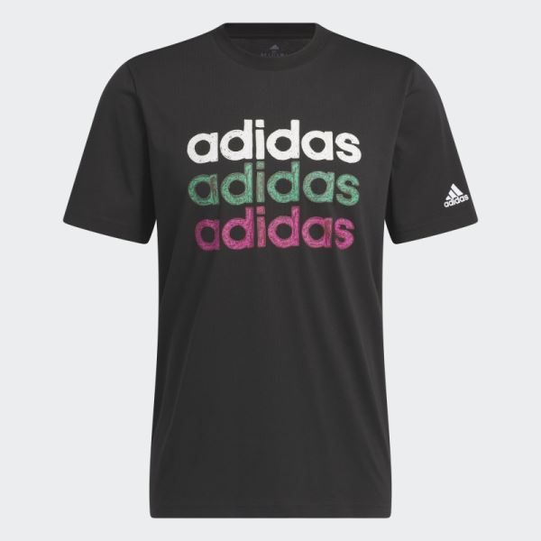 Adidas Black Multi Linear Sportswear Graphic Tee (Short Sleeve)