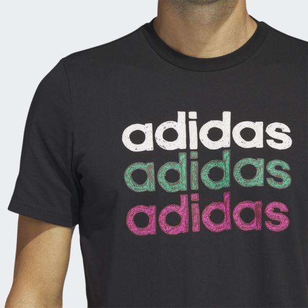 Adidas Black Multi Linear Sportswear Graphic Tee (Short Sleeve)