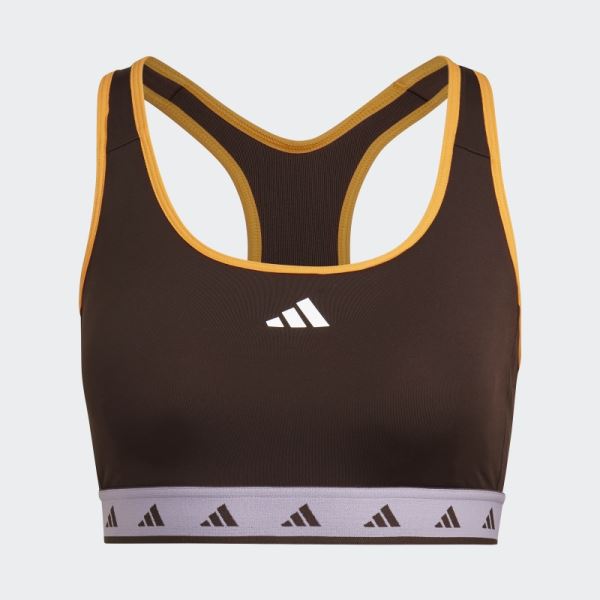 Adidas Dark Brown Hyperglam Powerreact Medium-Support Techfit Bra