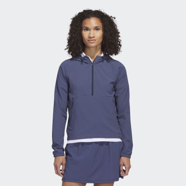 Navy Seersucker 1/4-Zip Golf Hoodie Adidas