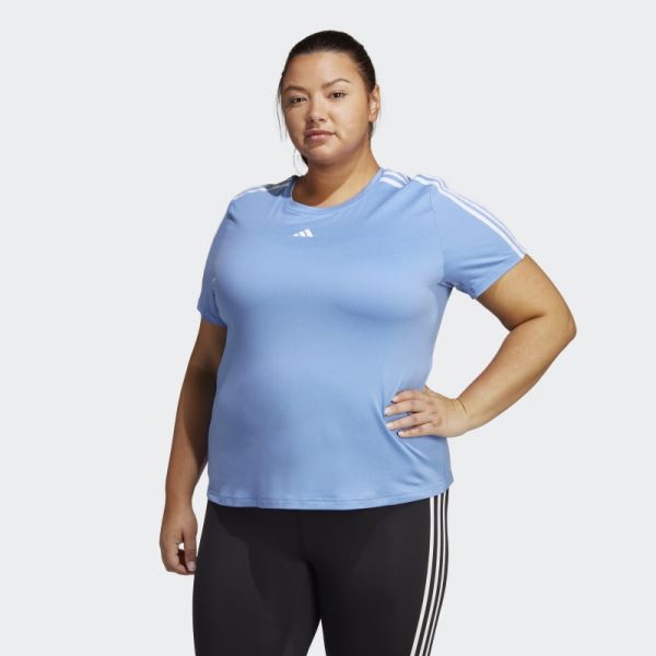 Adidas AEROREADY Train Essentials 3-Stripes T-Shirt (Plus Size) Blue